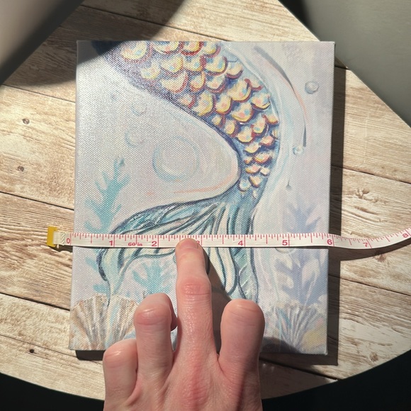 Mermaid Tail in Ocean Coral Reef Print Wrapped Canvas 5”x7” Wall Decor - Picture 5 of 7